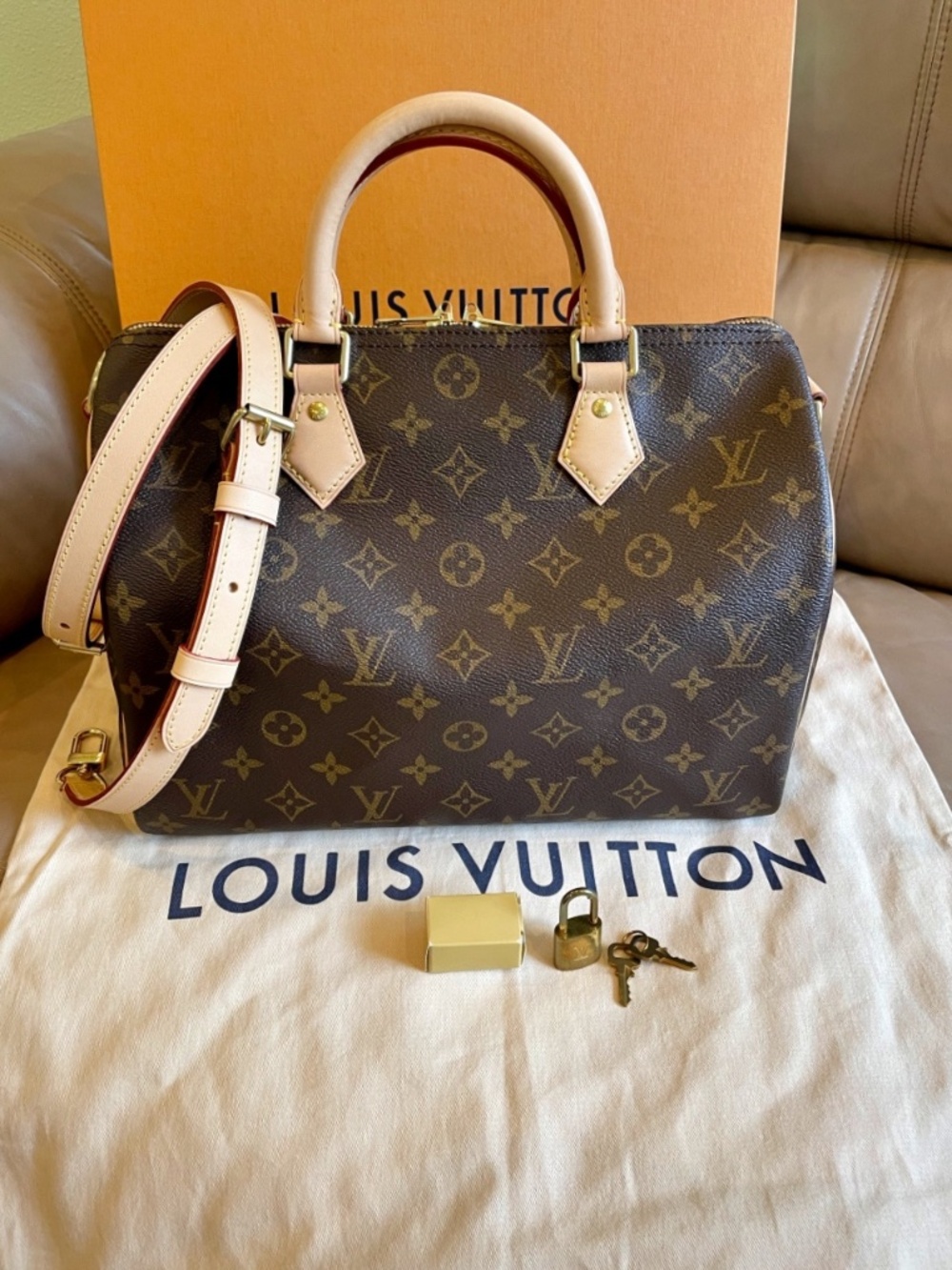 Louis Vuitton Speedy Bandouliere 30 monogram crossbody Bag New Model Full set